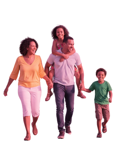 Família feliz e protegida